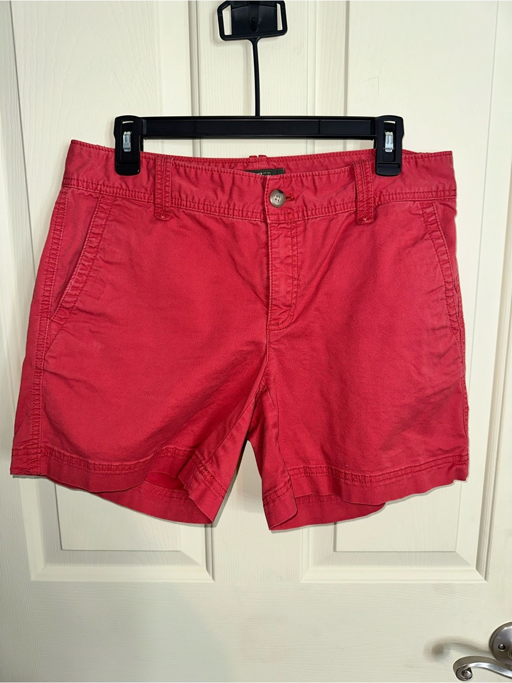 Eddie Bauer Coral-Red Cotton Flat Front Shorts